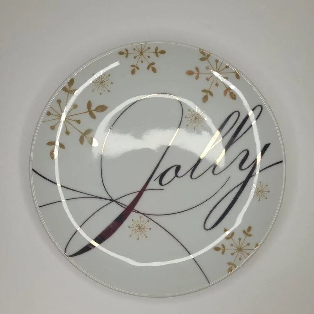 Pier 1 Imports Holiday Season Appetizer Plates Set of 4 Christmas Wish 6